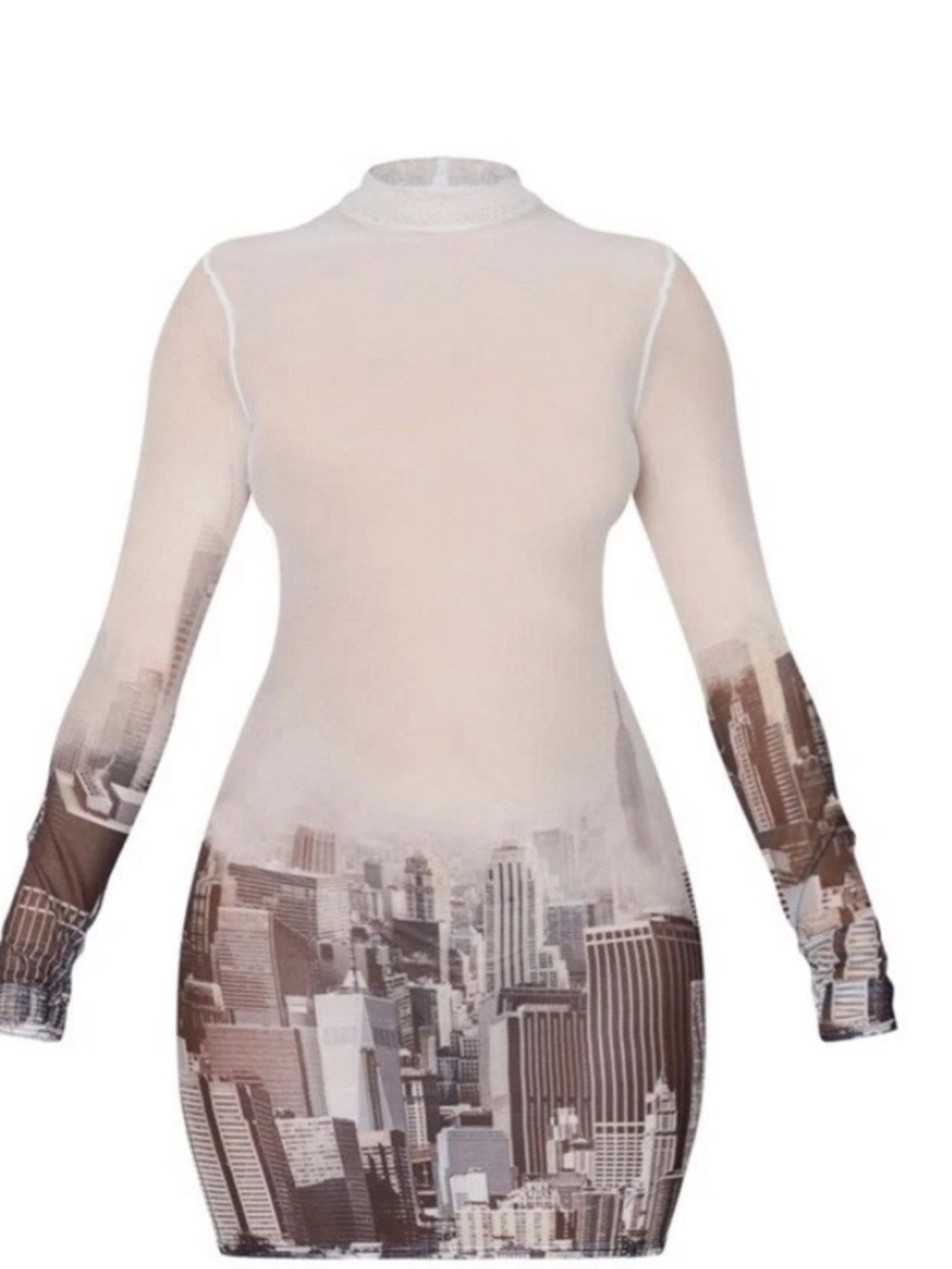 Pretty Little Things Mesh NYC Print  Bodycon Dress Size 8, NWT